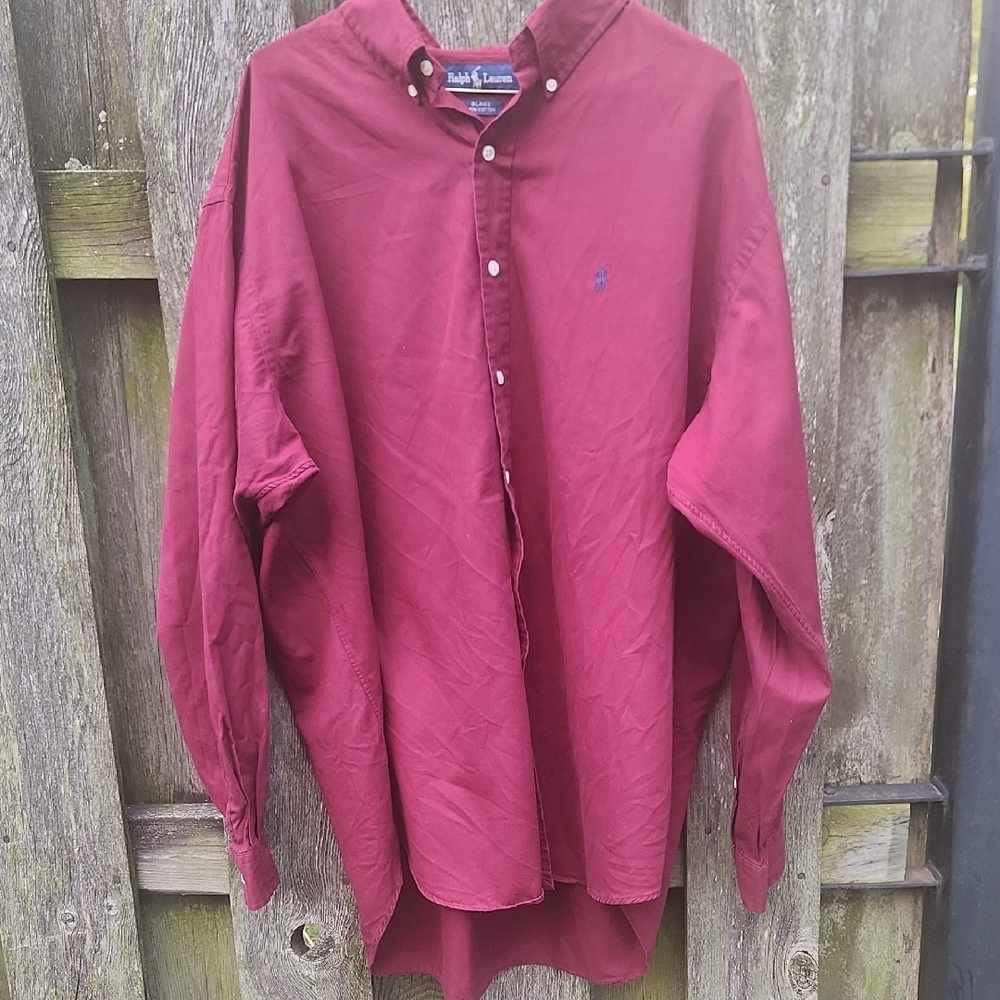 Ralph Lauren Polo Blake Cranberry Long Sleeve Shirt Cotton Sz XL